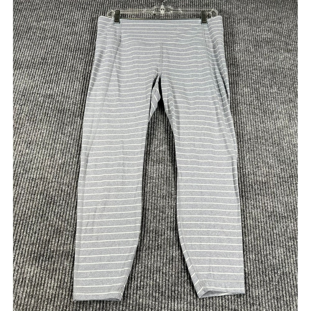 Athleta Leggings Womens Size Large Gray Striped Active Workout Casual Gym Run